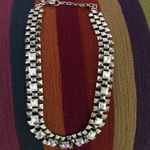 J Crew chunky necklace w/ clear iridescent gems